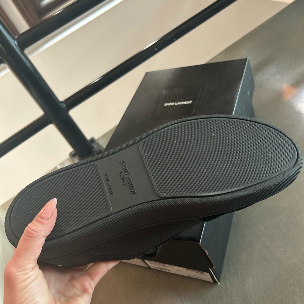PERFECT CONDITION Yves Saint Laurent Black Perforated Leather Sneakers - Picture 5 of 8